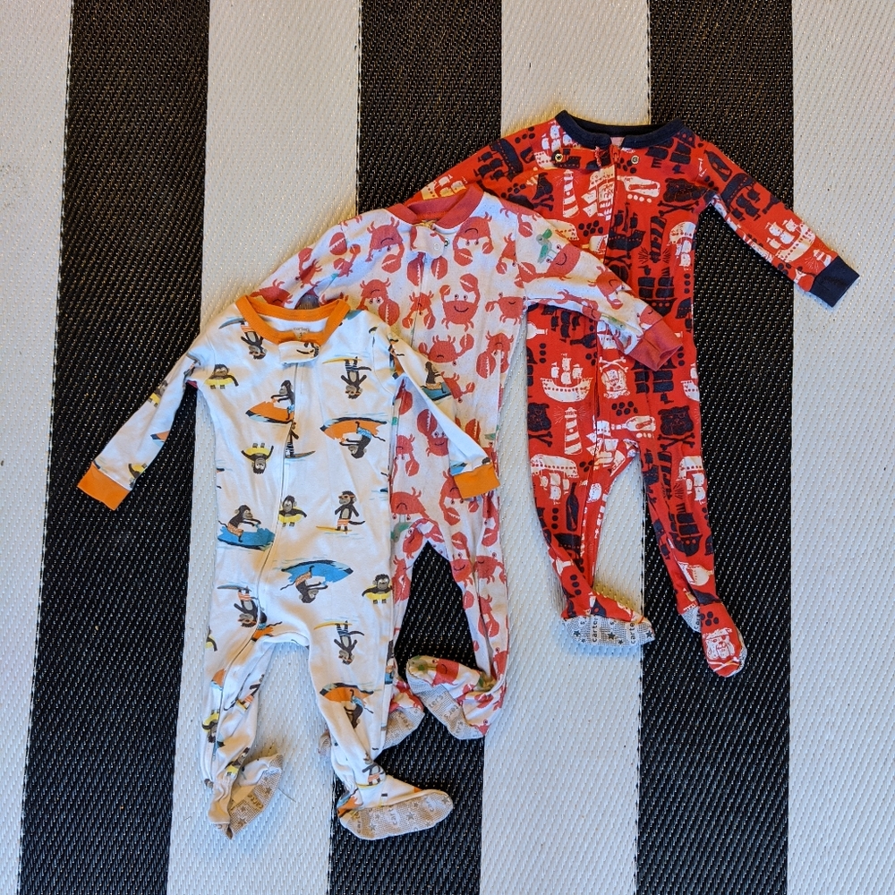 💤 3 Carter's 12 Month Onesie Cotton Pajamas
